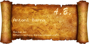 Antoni Barna névjegykártya